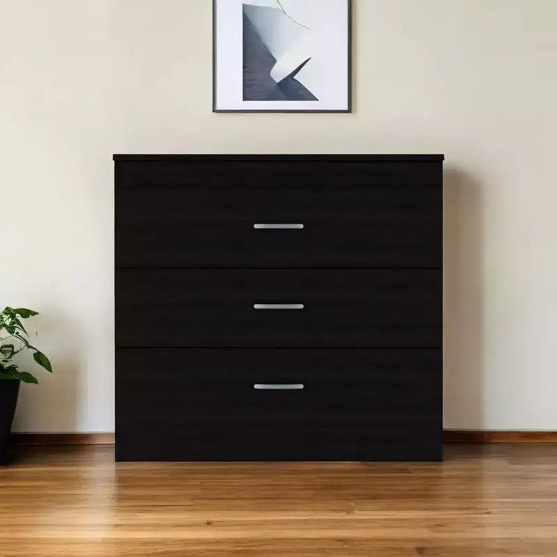 HomeRoots 32 Black Three Drawer Dresser