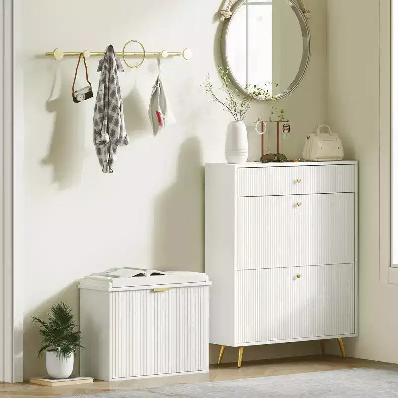 HOMCOM Shoe Bench with Padded Seat Cushion and Flip-Drawer, Entryway Bench