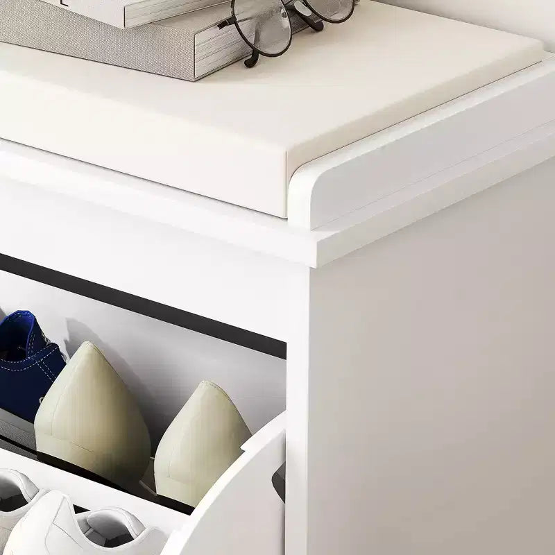 HOMCOM Shoe Bench with Padded Seat Cushion and Flip-Drawer, Entryway Bench