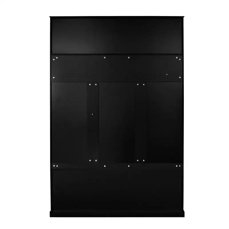 3-in-1 Hall Tree Coat Rack Coat Hanger Mudroom Bench Entryway Shoe Cabinet with Hooks, Open Shelves and Drawer, White/Black-ModernLuxe