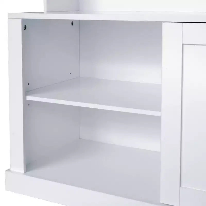 3-in-1 Hall Tree Coat Rack Coat Hanger Mudroom Bench Entryway Shoe Cabinet with Hooks, Open Shelves and Drawer, White/Black-ModernLuxe