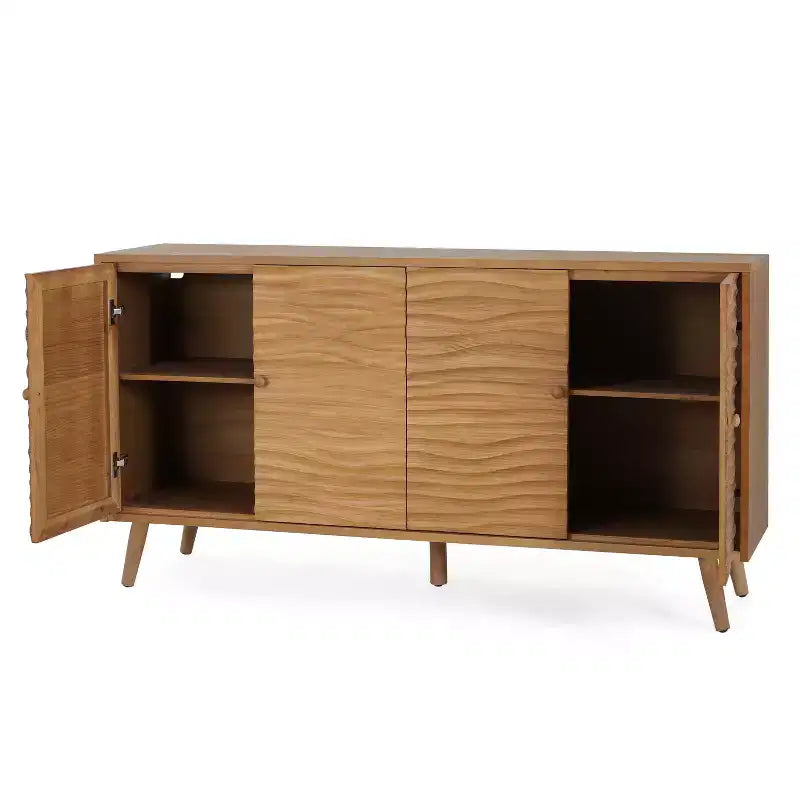 Christopher Knight Home Vilmar Modern Wavy Pattern Sideboard Buffet Cabinet with Two Adjustable Shelves