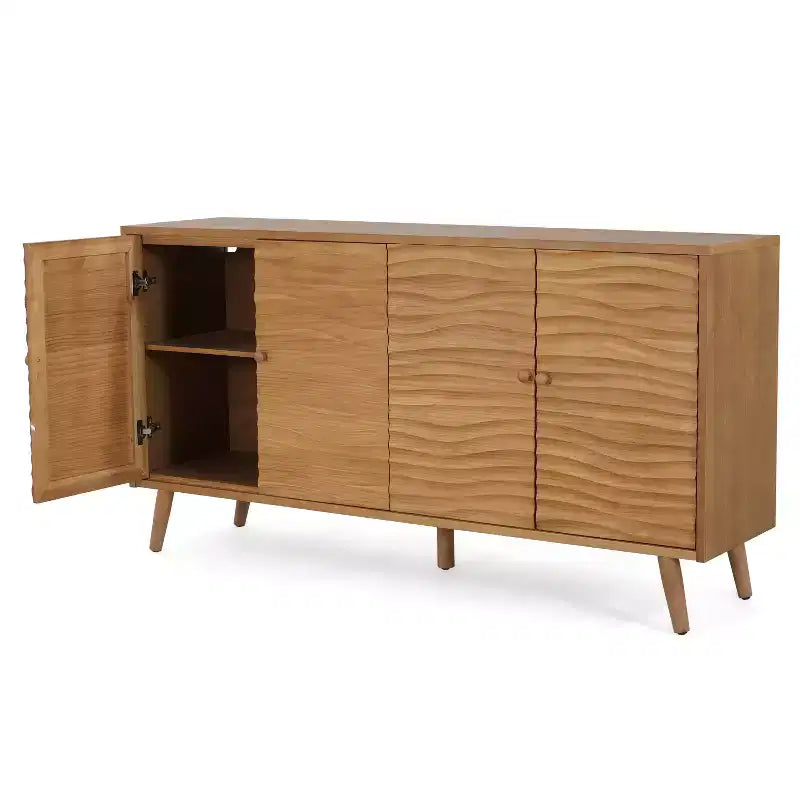 Christopher Knight Home Vilmar Modern Wavy Pattern Sideboard Buffet Cabinet with Two Adjustable Shelves
