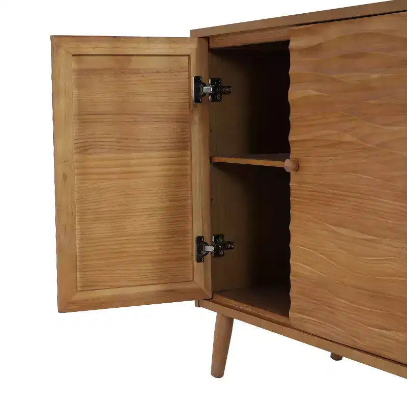 Christopher Knight Home Vilmar Modern Wavy Pattern Sideboard Buffet Cabinet with Two Adjustable Shelves
