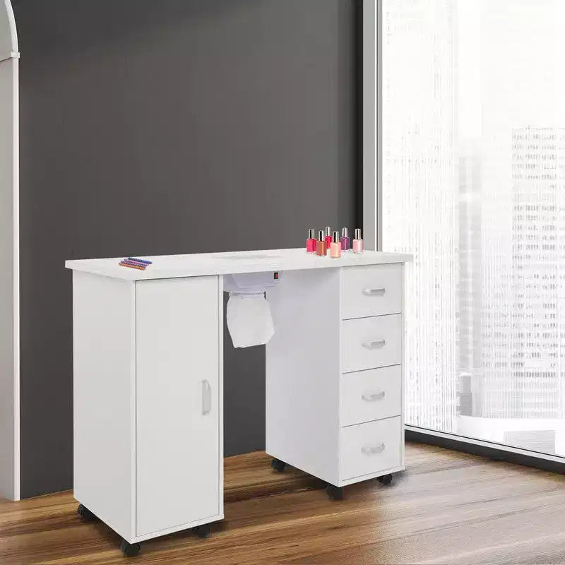 Karl Home | White Nail Table 4 Drawers with Fan