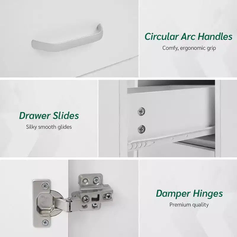 Karl Home | White Nail Table 4 Drawers with Fan