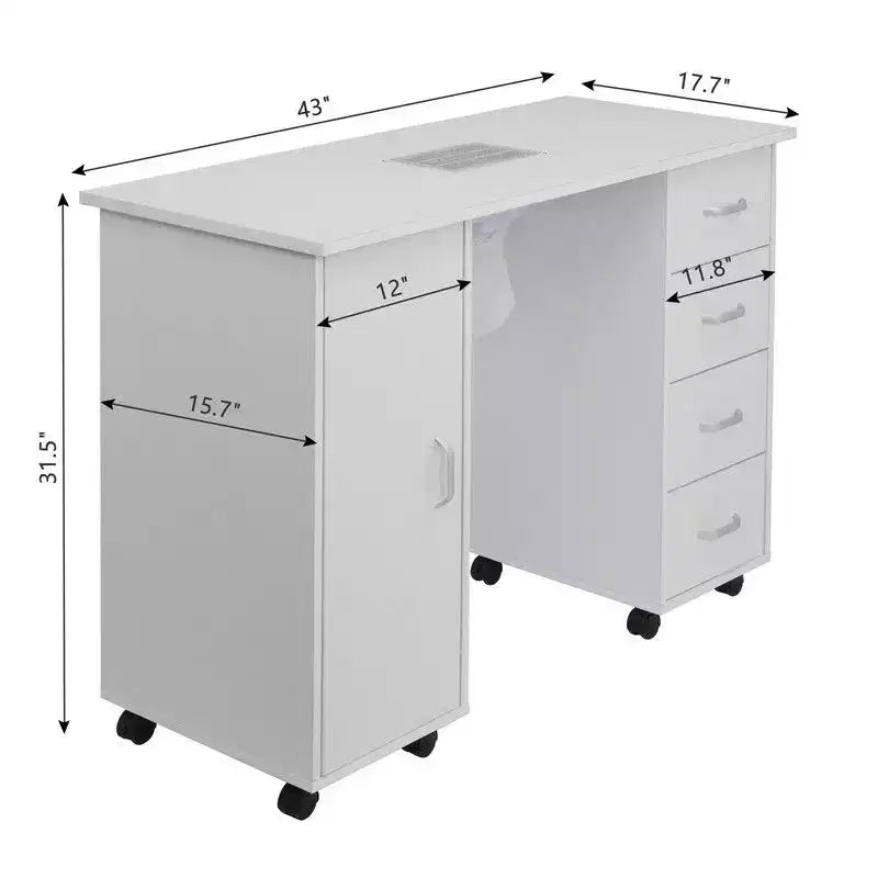 Karl Home | White Nail Table 4 Drawers with Fan