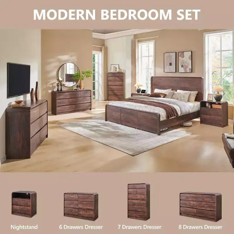 SinCiDo 5 Drawers Dresser for Bedroom, Modern 45in Tall Dressers & Chests of Drawers