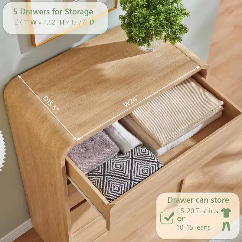 SinCiDo 5 Drawers Dresser for Bedroom, Modern 45in Tall Dressers & Chests of Drawers