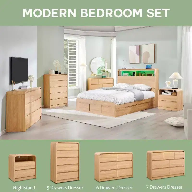 SinCiDo 5 Drawers Dresser for Bedroom, Modern 45in Tall Dressers & Chests of Drawers