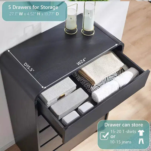 SinCiDo 5 Drawers Dresser for Bedroom, Modern 45in Tall Dressers & Chests of Drawers