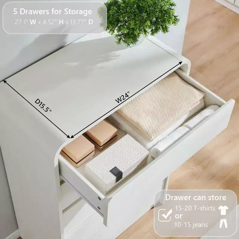 SinCiDo 5 Drawers Dresser for Bedroom, Modern 45in Tall Dressers & Chests of Drawers