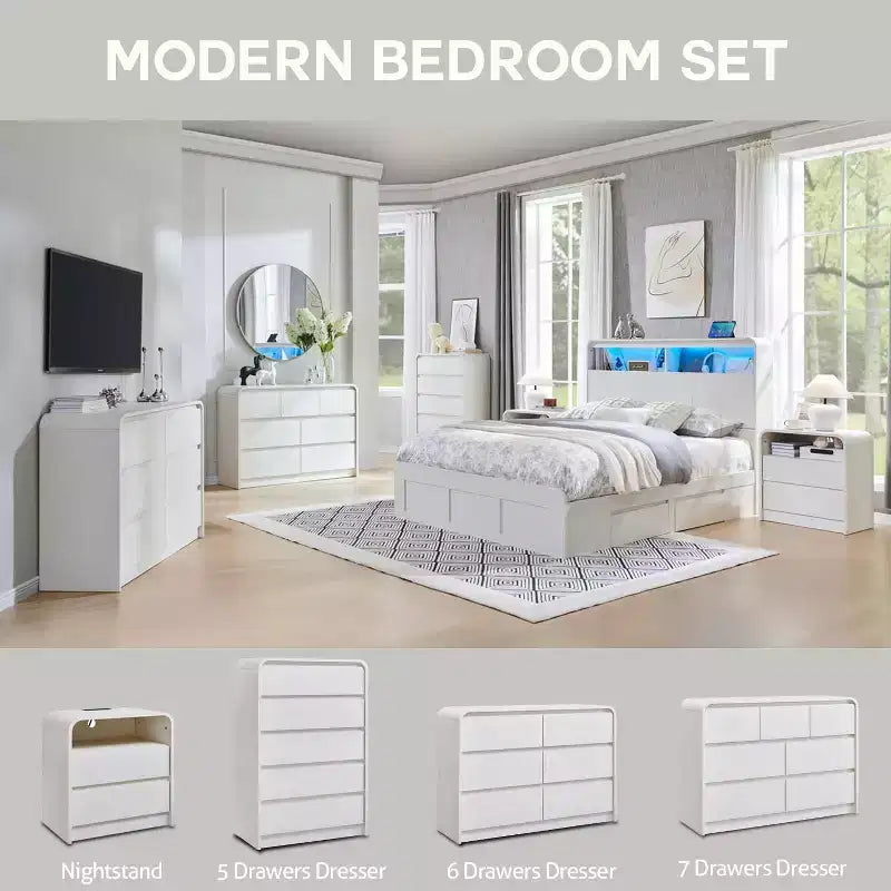 SinCiDo 5 Drawers Dresser for Bedroom, Modern 45in Tall Dressers & Chests of Drawers
