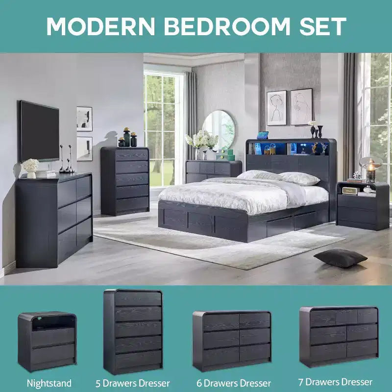 SinCiDo 5 Drawers Dresser for Bedroom, Modern 45in Tall Dressers & Chests of Drawers