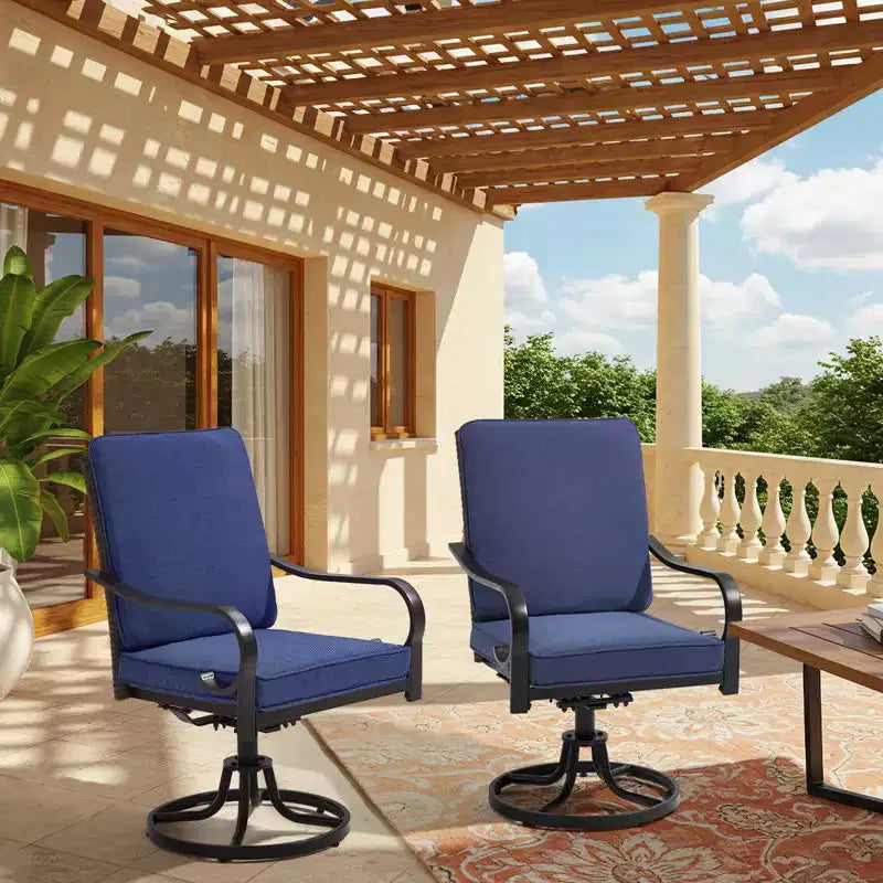 EROMMY Outdoor Dining Chairs Set Of 2, Heavy Duty Patio Swivel Chairs With Full Rattan Backrest, All-weather Swivel Rocker Chair For Lawn