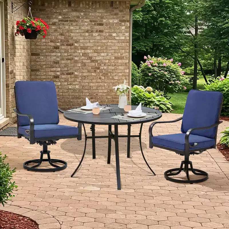 EROMMY Outdoor Dining Chairs Set Of 2, Heavy Duty Patio Swivel Chairs With Full Rattan Backrest, All-weather Swivel Rocker Chair For Lawn