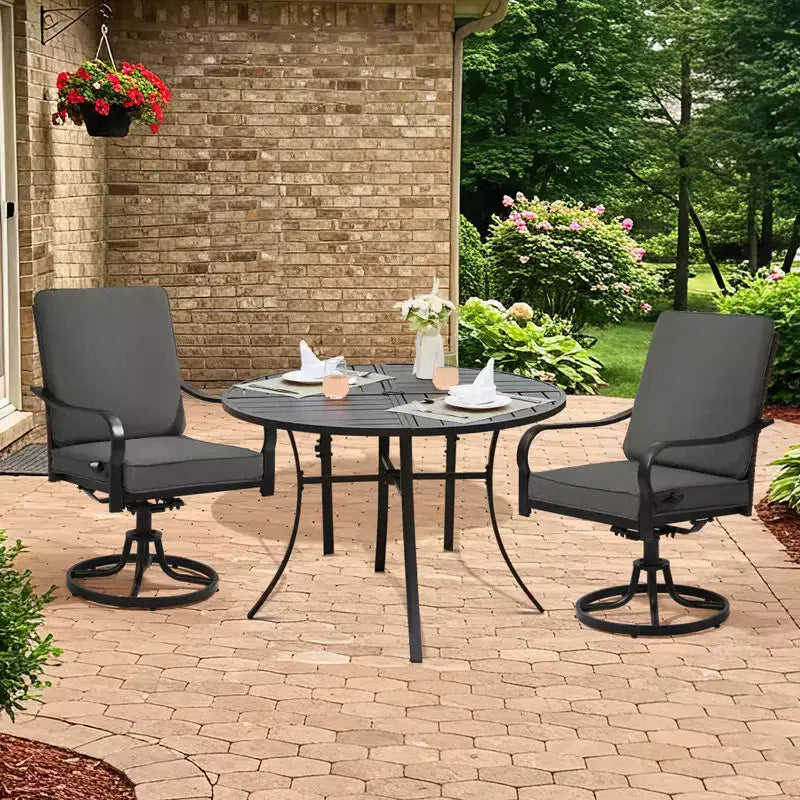 EROMMY Outdoor Dining Chairs Set Of 2, Heavy Duty Patio Swivel Chairs With Full Rattan Backrest, All-weather Swivel Rocker Chair For Lawn