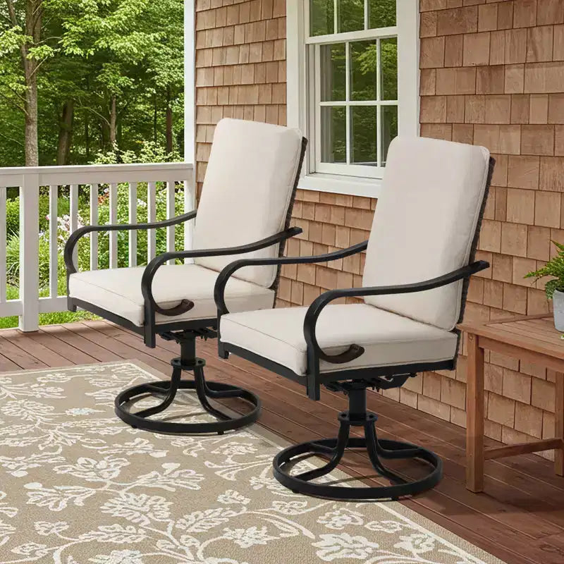 EROMMY Outdoor Dining Chairs Set Of 2, Heavy Duty Patio Swivel Chairs With Full Rattan Backrest, All-weather Swivel Rocker Chair For Lawn