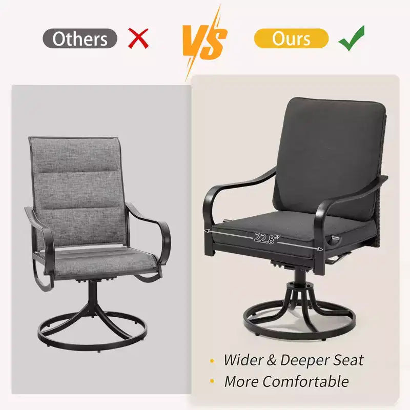 EROMMY Outdoor Dining Chairs Set Of 2, Heavy Duty Patio Swivel Chairs With Full Rattan Backrest, All-weather Swivel Rocker Chair For Lawn