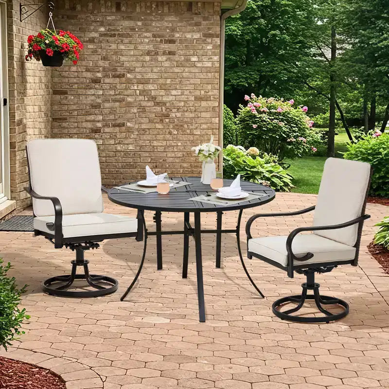 EROMMY Outdoor Dining Chairs Set Of 2, Heavy Duty Patio Swivel Chairs With Full Rattan Backrest, All-weather Swivel Rocker Chair For Lawn
