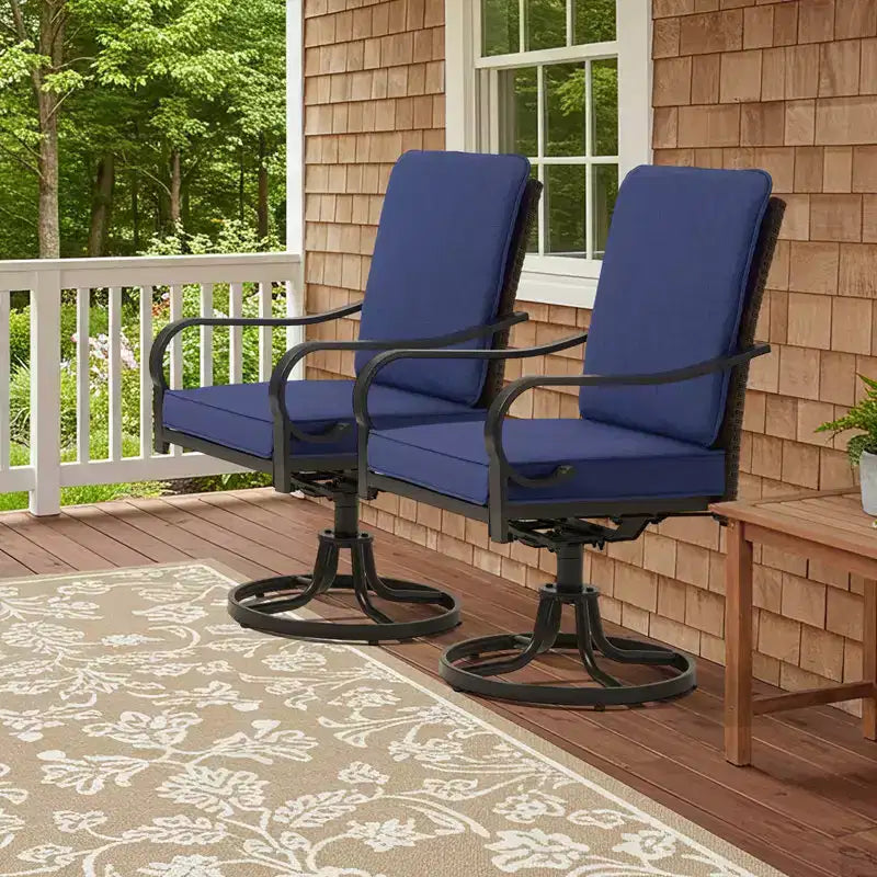 EROMMY Outdoor Dining Chairs Set Of 2, Heavy Duty Patio Swivel Chairs With Full Rattan Backrest, All-weather Swivel Rocker Chair For Lawn