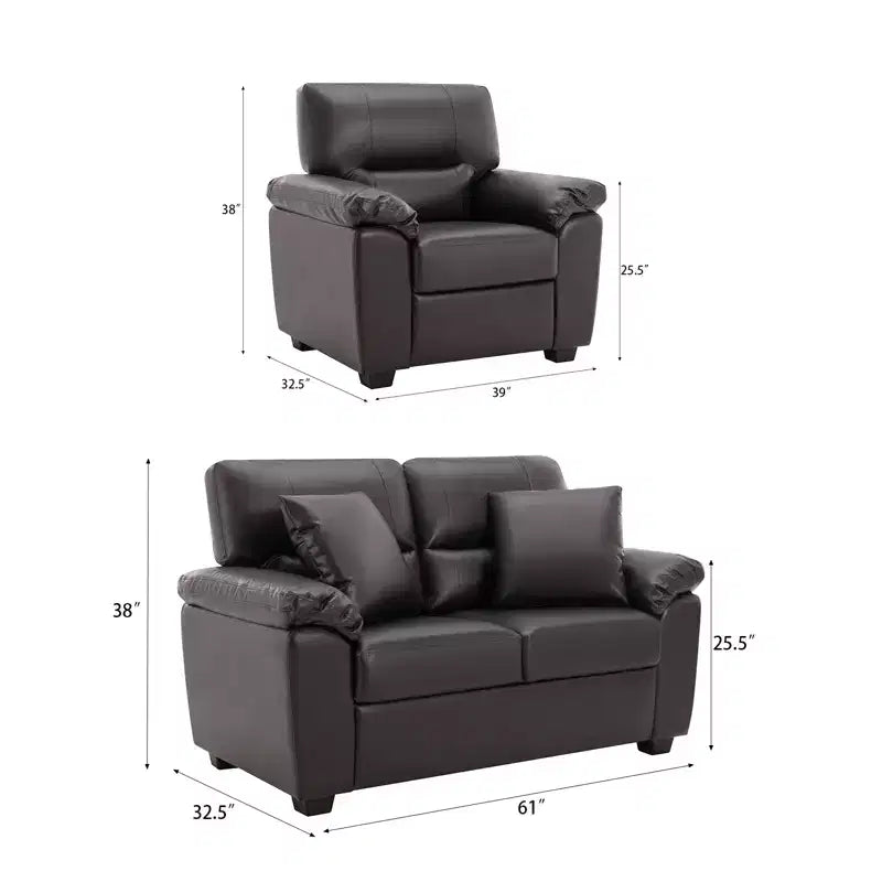 Faux Leather Loveseat and Chair,Ultimate Comfort Couch for Living Room,Lounge Room-Morden Fort