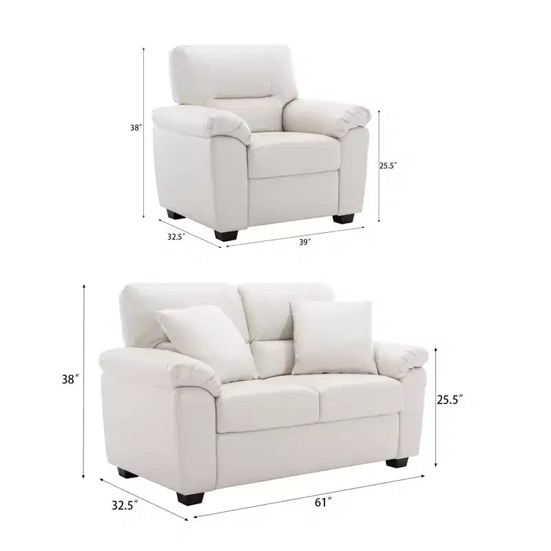 Faux Leather Loveseat and Chair,Ultimate Comfort Couch for Living Room,Lounge Room-Morden Fort