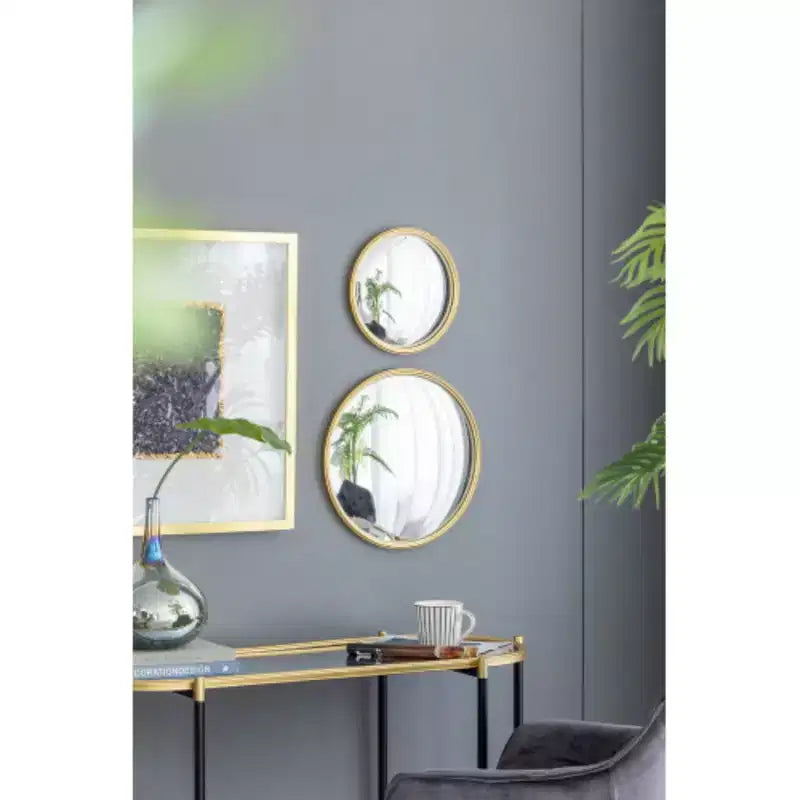 D11 Gold Round Mirror, Circle Mirror with Iron Frame for Living Room Bedroom Vanity Entryway Hallway