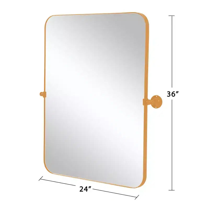 Gold Metal Hanging Mirror with Iron Round Corner Rectangular Frame, 91x61x4cm
