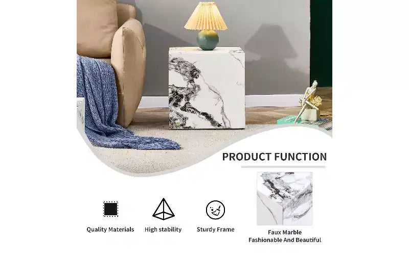 TUYOHW Natural Texture MDF Coffee Table, Easy-Assembly Center Table for Living Room, Luxurious Living Room Accent Table Cube Table