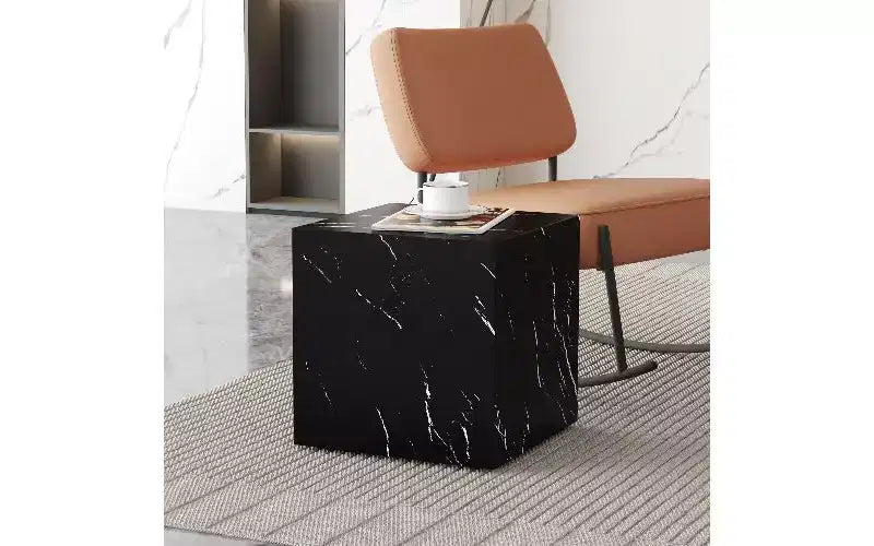 TUYOHW Natural Texture MDF Coffee Table, Easy-Assembly Center Table for Living Room, Luxurious Living Room Accent Table Cube Table
