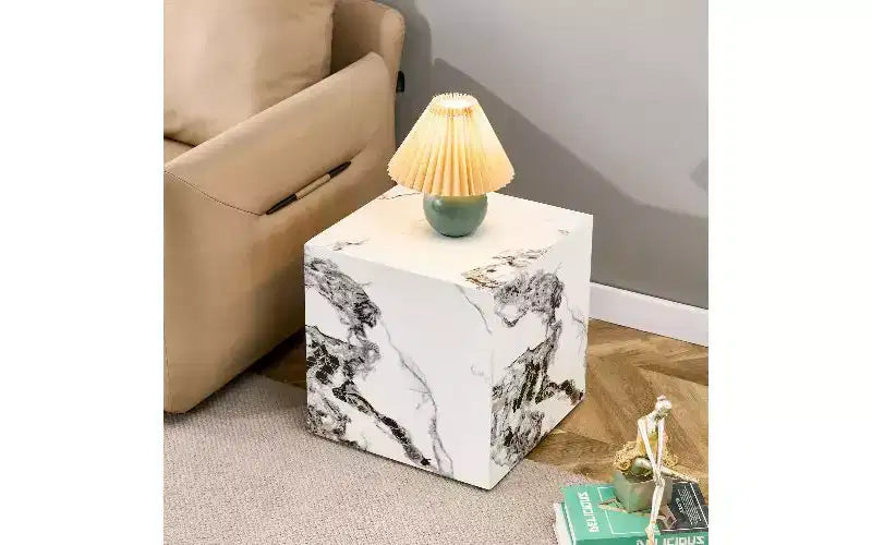 TUYOHW Natural Texture MDF Coffee Table, Easy-Assembly Center Table for Living Room, Luxurious Living Room Accent Table Cube Table