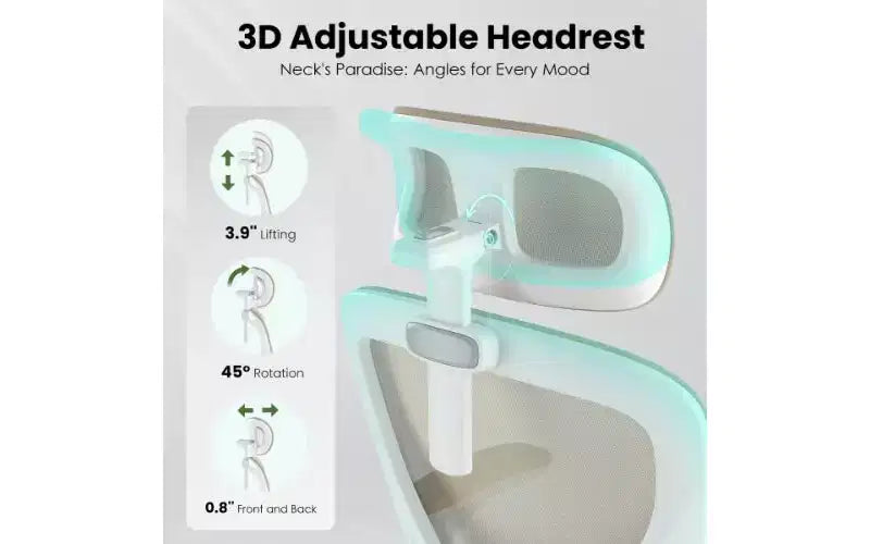 TUYOHW Mesh Ergonomic Office Chair, Home Office Desk Chair with Adjustable Lumbar Support & Headrest, High Back Computer Chair with Flip-Up Armrests