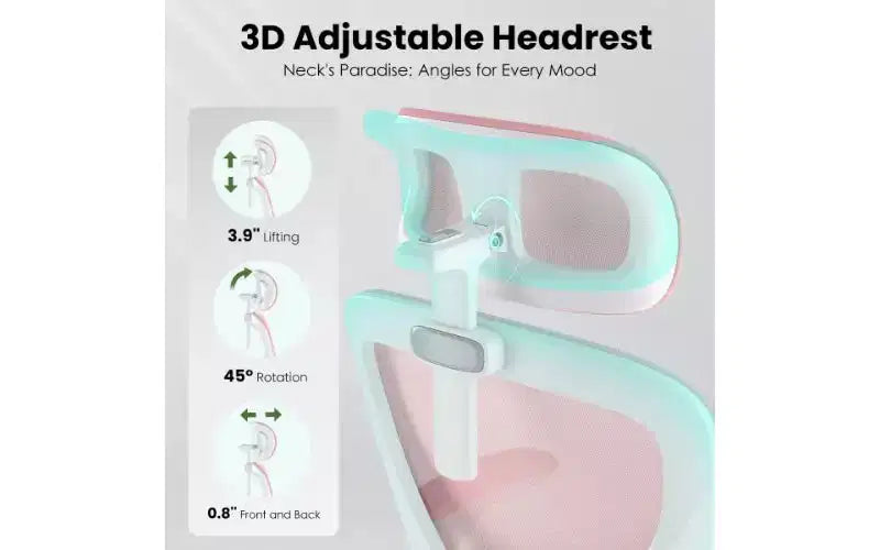 TUYOHW Mesh Ergonomic Office Chair, Home Office Desk Chair with Adjustable Lumbar Support & Headrest, High Back Computer Chair with Flip-Up Armrests