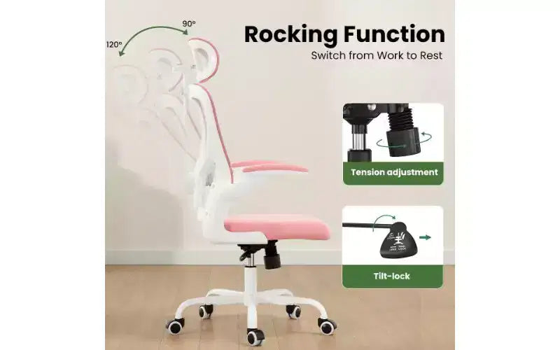 TUYOHW Mesh Ergonomic Office Chair, Home Office Desk Chair with Adjustable Lumbar Support & Headrest, High Back Computer Chair with Flip-Up Armrests