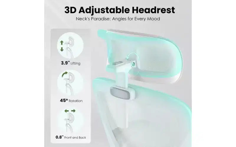 TUYOHW Mesh Ergonomic Office Chair, Home Office Desk Chair with Adjustable Lumbar Support & Headrest, High Back Computer Chair with Flip-Up Armrests
