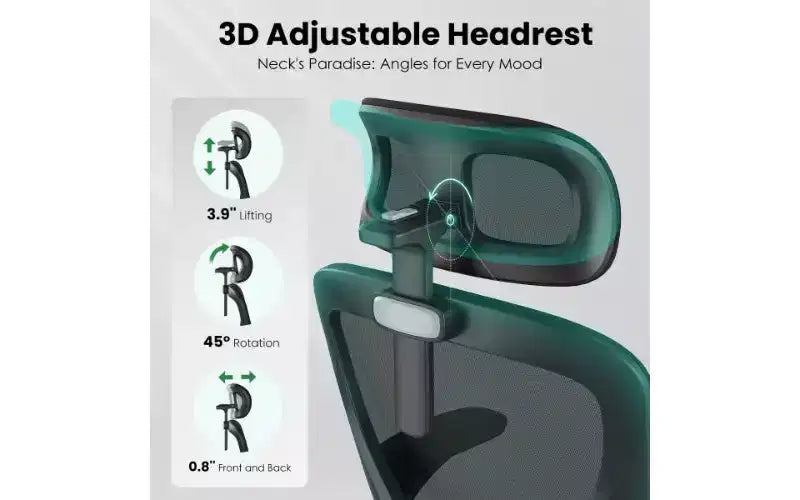 TUYOHW Mesh Ergonomic Office Chair, Home Office Desk Chair with Adjustable Lumbar Support & Headrest, High Back Computer Chair with Flip-Up Armrests