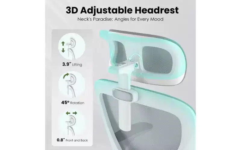 TUYOHW Mesh Ergonomic Office Chair, Home Office Desk Chair with Adjustable Lumbar Support & Headrest, High Back Computer Chair with Flip-Up Armrests