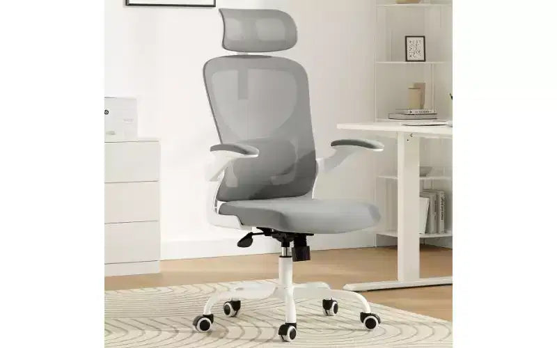 TUYOHW Mesh Ergonomic Office Chair, Home Office Desk Chair with Adjustable Lumbar Support & Headrest, High Back Computer Chair with Flip-Up Armrests