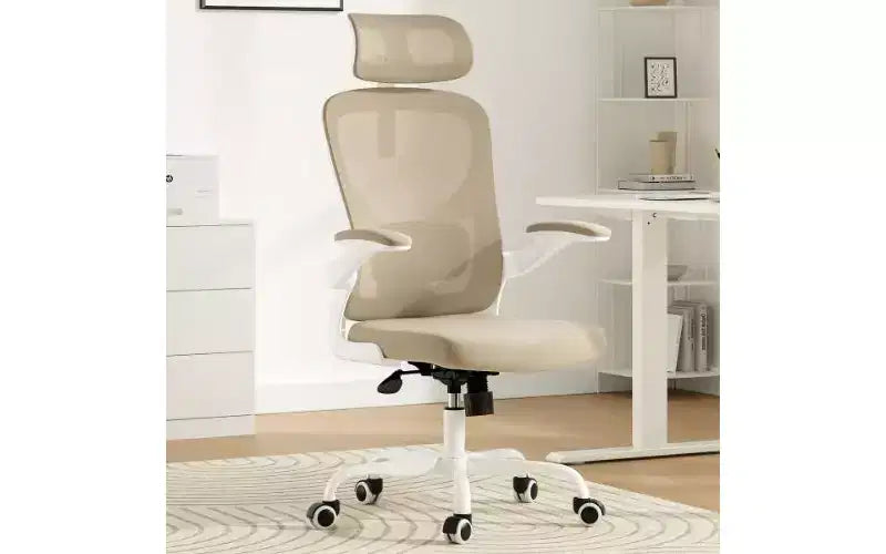 TUYOHW Mesh Ergonomic Office Chair, Home Office Desk Chair with Adjustable Lumbar Support & Headrest, High Back Computer Chair with Flip-Up Armrests