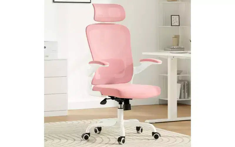 TUYOHW Mesh Ergonomic Office Chair, Home Office Desk Chair with Adjustable Lumbar Support & Headrest, High Back Computer Chair with Flip-Up Armrests