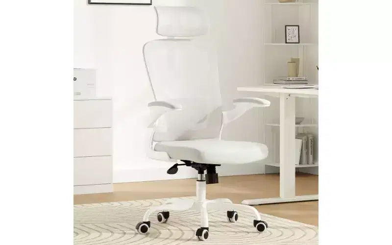 TUYOHW Mesh Ergonomic Office Chair, Home Office Desk Chair with Adjustable Lumbar Support & Headrest, High Back Computer Chair with Flip-Up Armrests