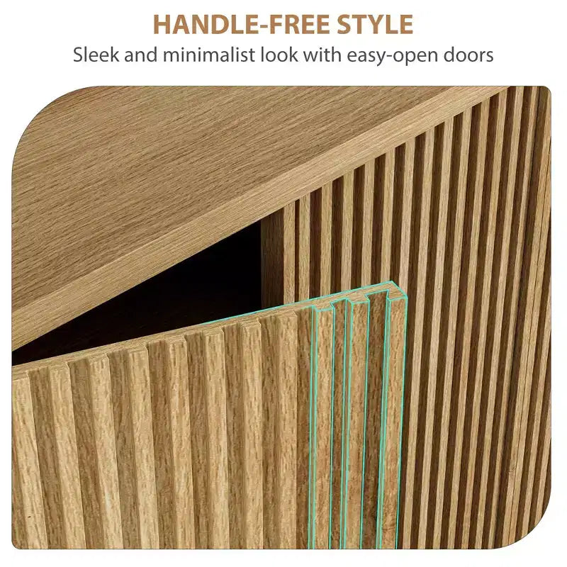 46 Large Shoe Storage Cabinet with Fluted Door & Adjustable Shelves, Holds 30-35 Pairs, Wooden Entryway Shoe Organizer for Living Room