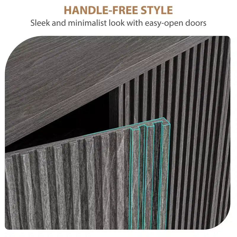 46 Large Shoe Storage Cabinet with Fluted Door & Adjustable Shelves, Holds 30-35 Pairs, Wooden Entryway Shoe Organizer for Living Room