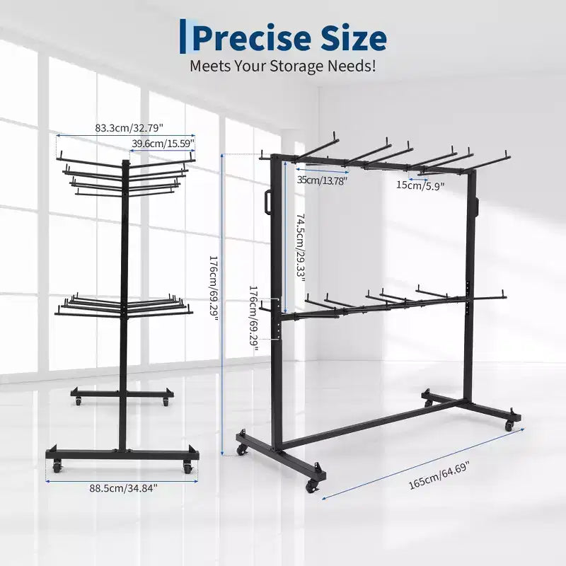 Folding Chair Storage Cart Heavy Duty, Holds 84 Chairs or 42 Chairs + 12 Tables, 360 Locking Wheels, Weatherproof Cover, Fixed Ropes