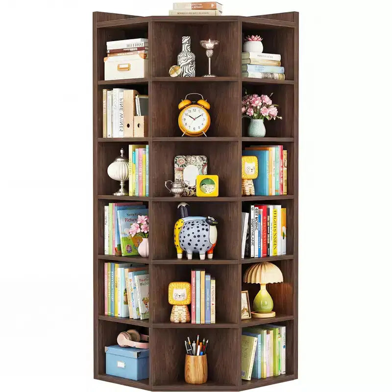 Besiost 6-Tier Corner Bookcase Cabinet with 18 Cubbies