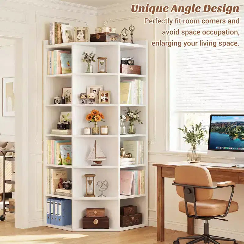 Besiost 6-Tier Corner Bookcase Cabinet with 18 Cubbies