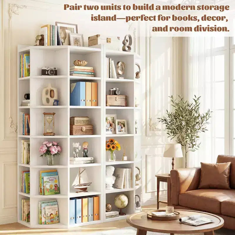 Besiost 6-Tier Corner Bookcase Cabinet with 18 Cubbies