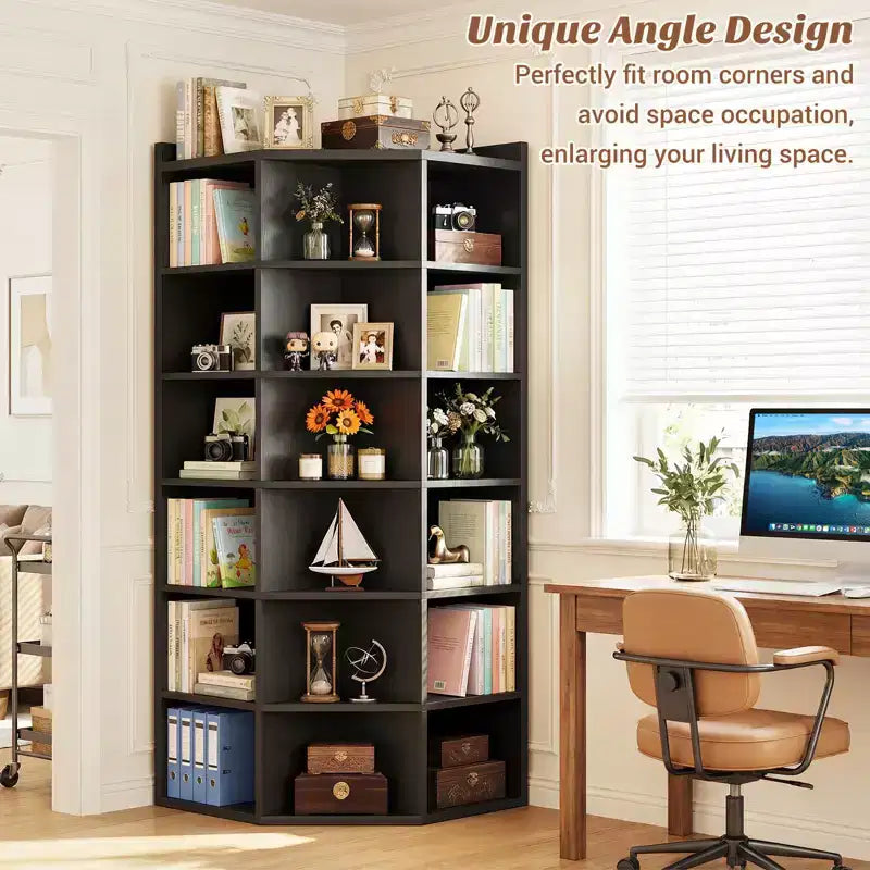 Besiost 6-Tier Corner Bookcase Cabinet with 18 Cubbies