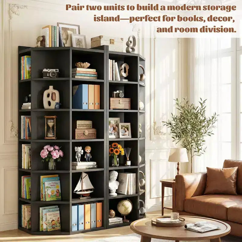 Besiost 6-Tier Corner Bookcase Cabinet with 18 Cubbies